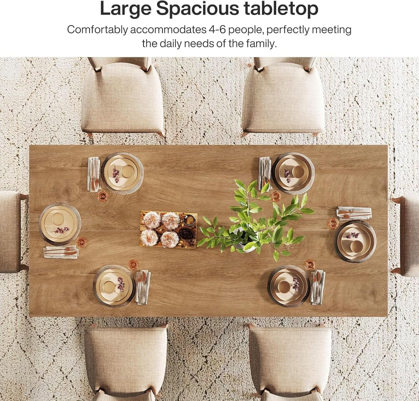 63 Inch Brown Farmhouse Dining Table Seats Four To Six from PriceLows™