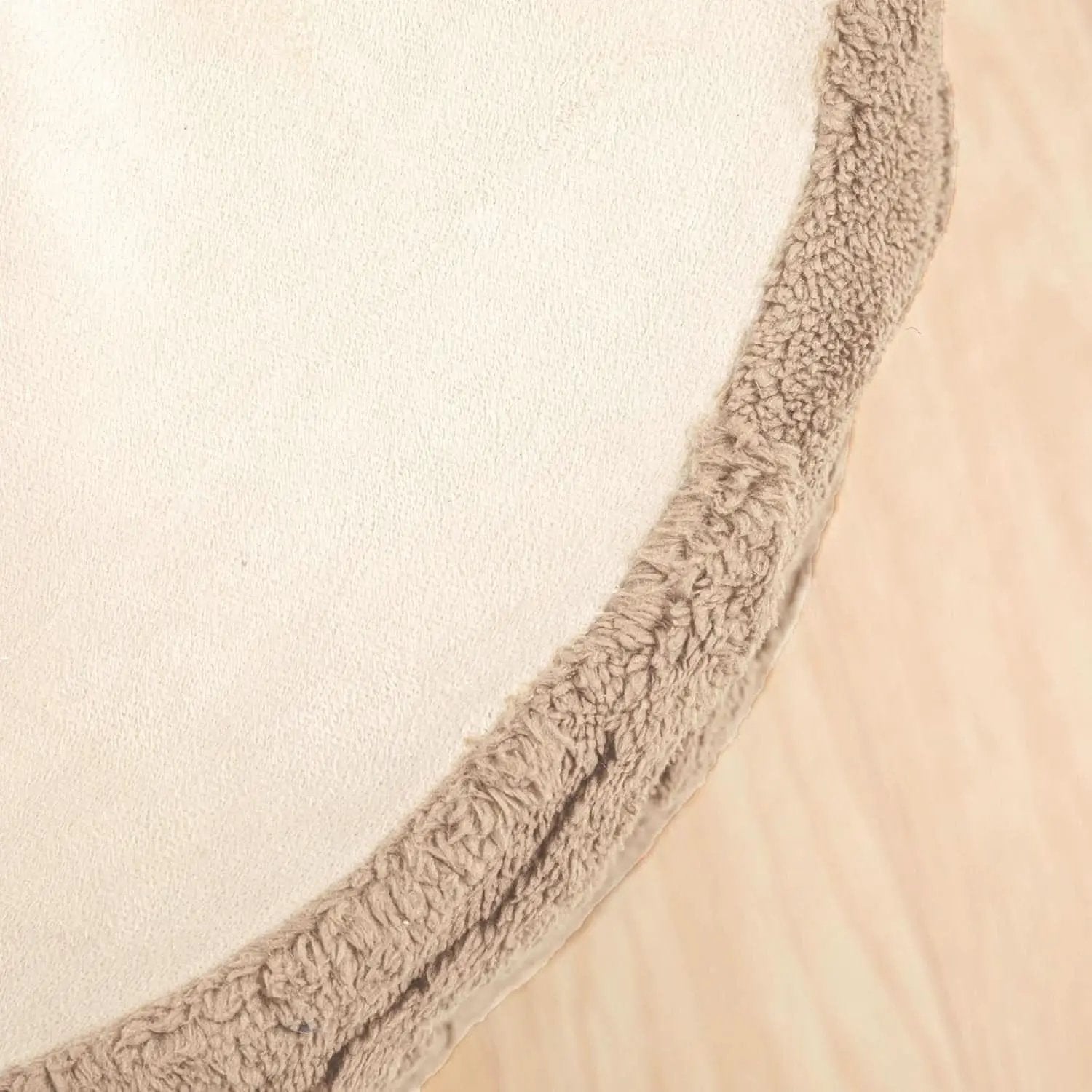 Khaki Round Ottoman Pouf 20x20x14 Inches Luxurious from PriceLows™