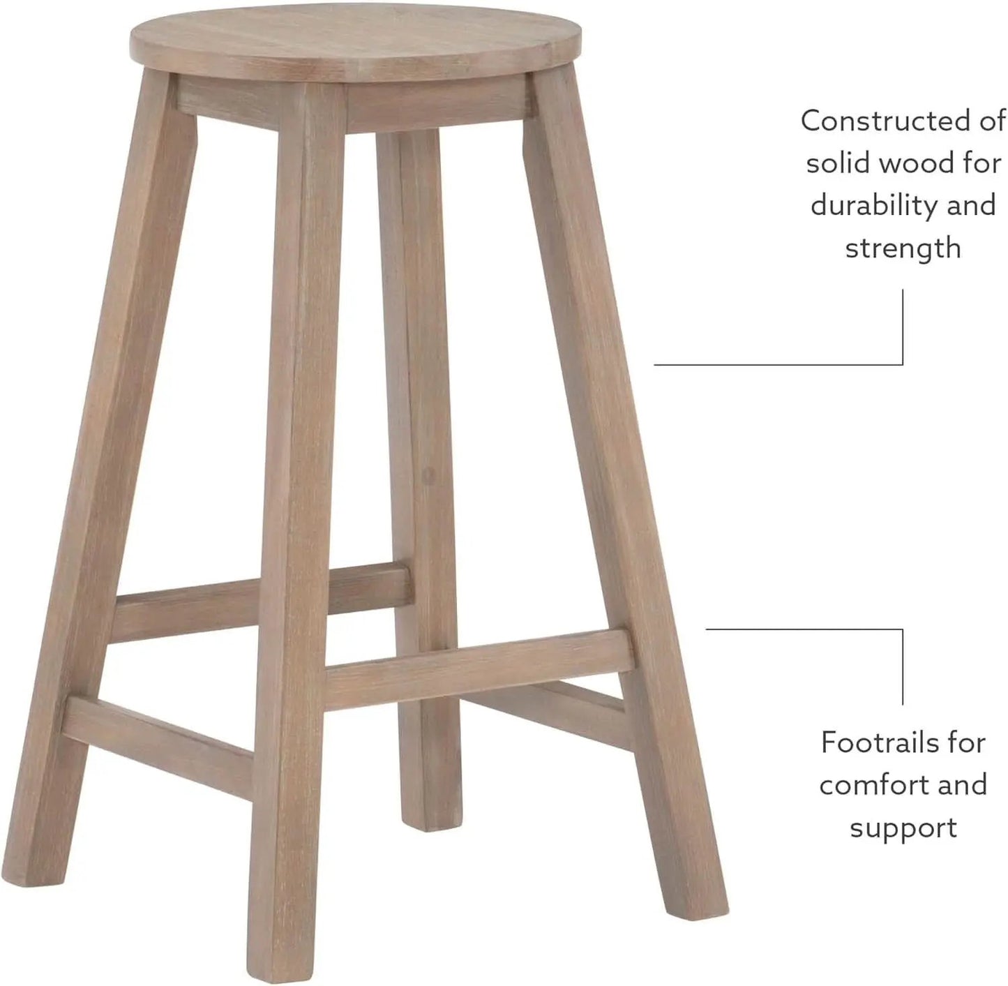 Zeke Grey Wash 24 Inch Counter Stool Round Seat Modern from PriceLows™
