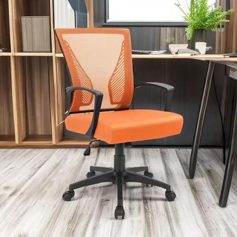 Orange Mesh Office Chair With Ergonomic Lumbar Support from PriceLows™