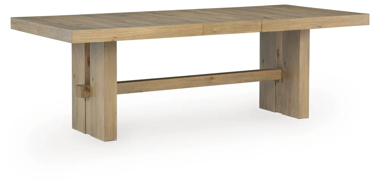 Rectangular Dining Extension Table | Easy Glide Mechanism | Light Brown Finish