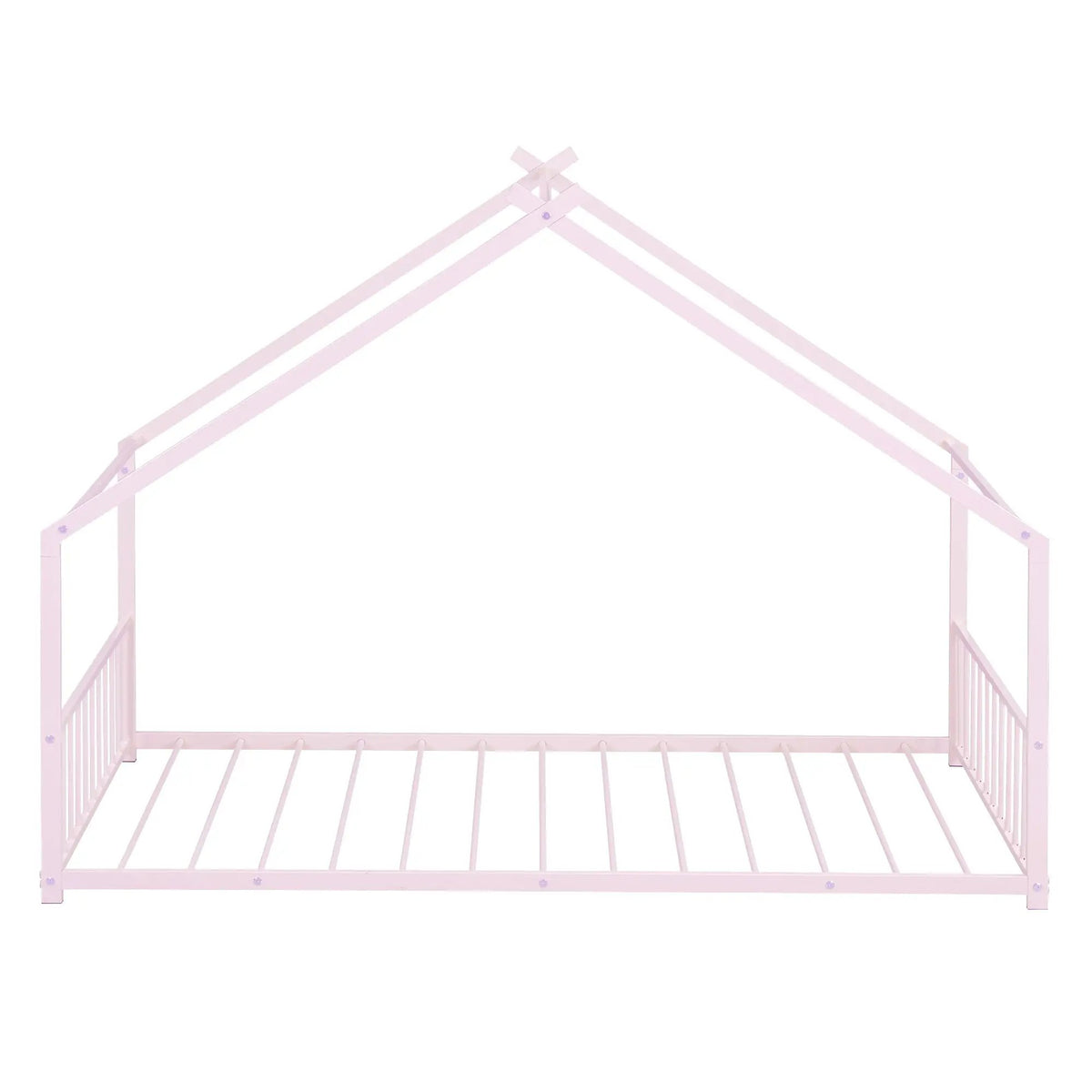 Metal House Bed | Roof Design | Semi-Enclosed Play Space | Contemporary Neutral Finish