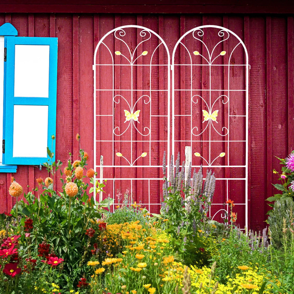 Garden Metal Trellis | Rustproof | Extendable 80 Inch Width | Galvanized Powder-Coated Pipe