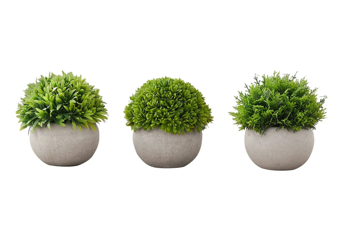 5 Inch Artificial Grass Plants | Set Of 3 | Indoor Faux Plant | Potted Table Decor