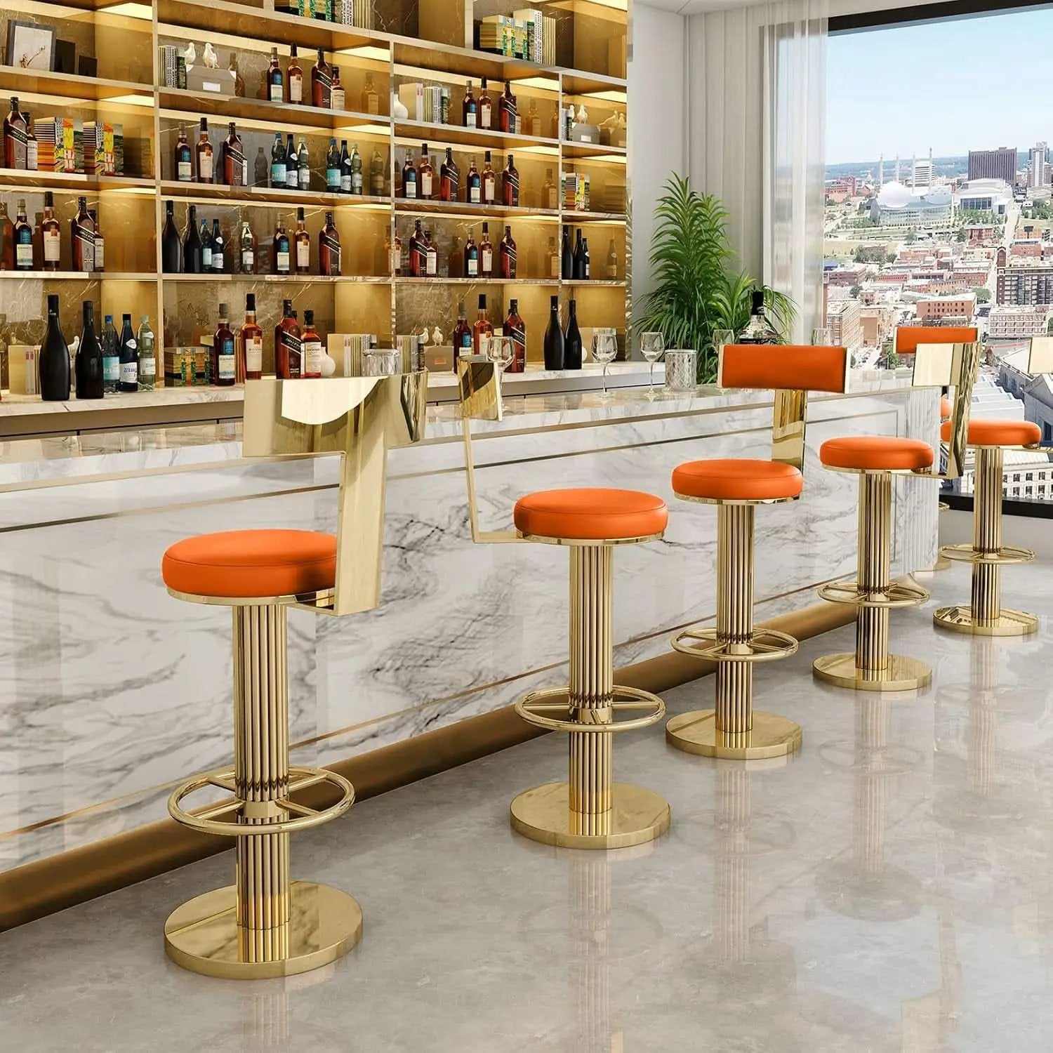 Modern Adjustable Counter Height Bar Stools with Back from PriceLows™