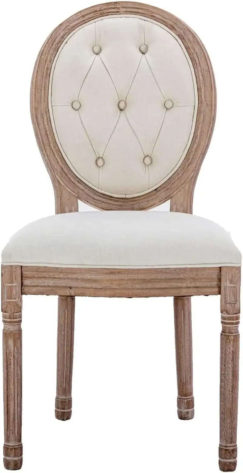 French Country Dining Chairs Oak Finish Button Back from PriceLows™
