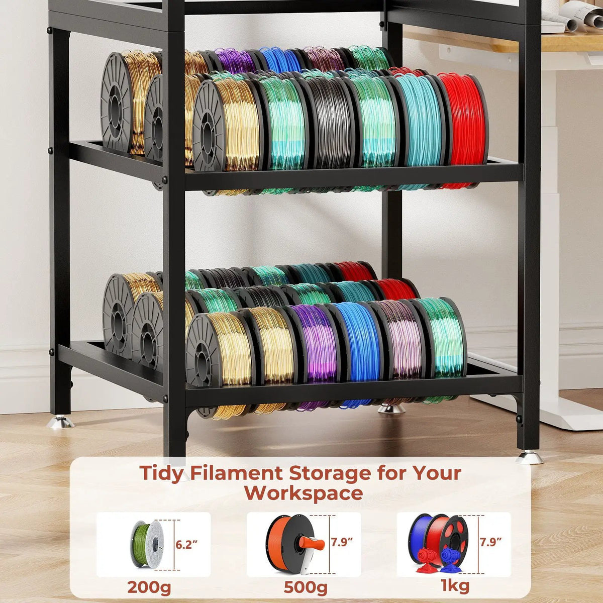 3D Printer Stand | T Type Filament Holder | Power Panel Mount | Black