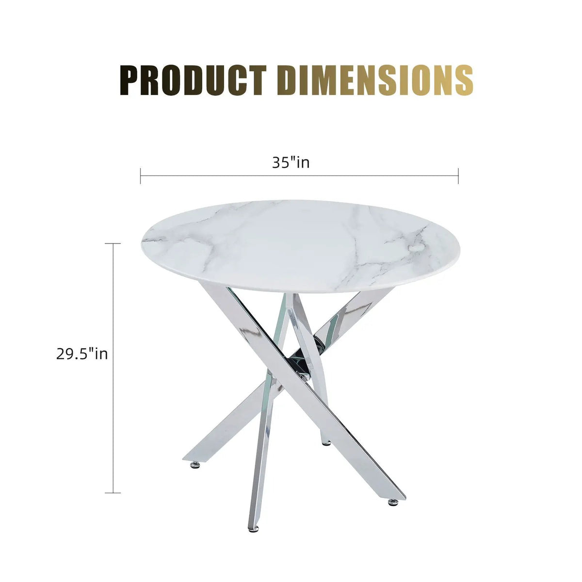 Round Dining Table | Metal Frame | 220 Lb Capacity | Stain Resistant Top