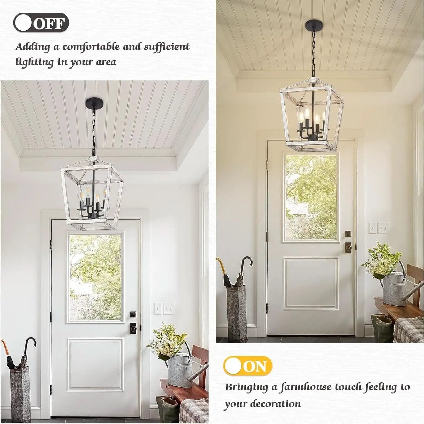 Rustic 4 Light Chandelier With Brushed White Oak Finish from PriceLows™