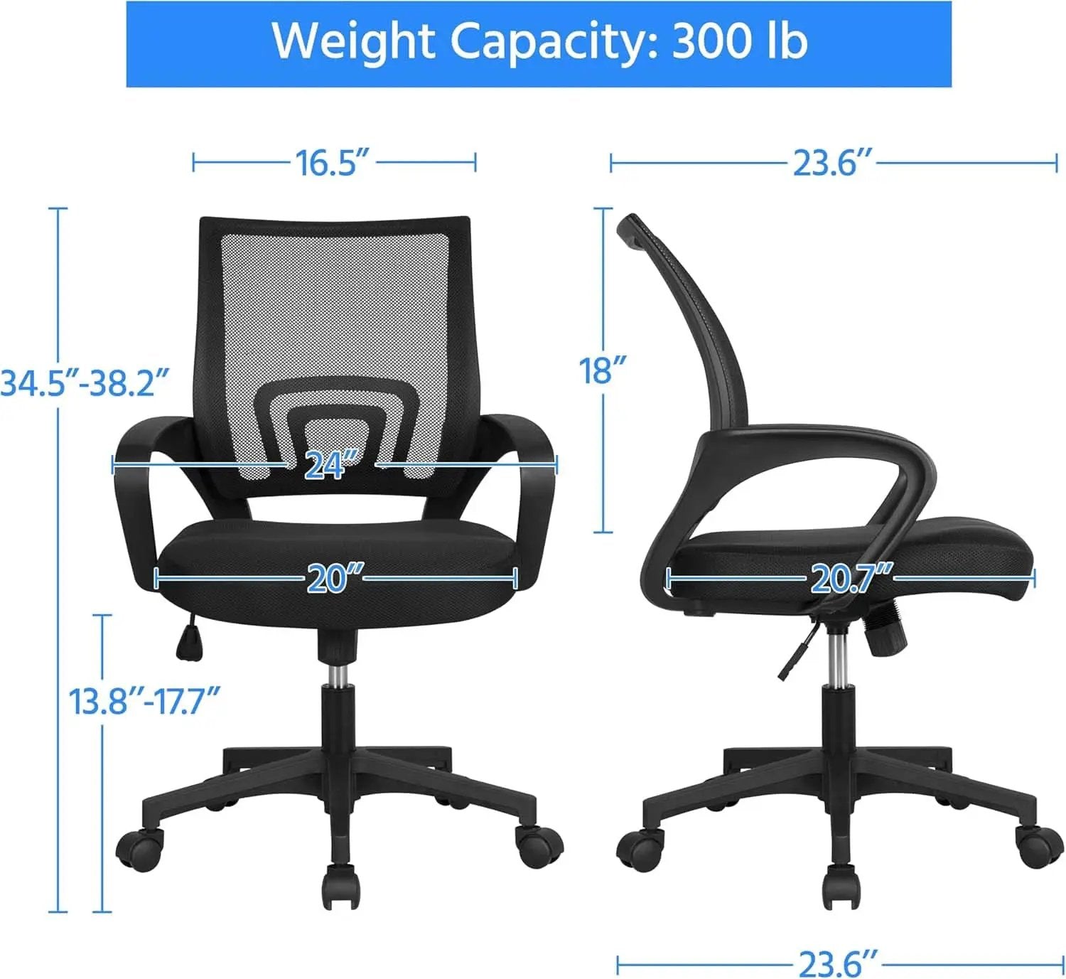 Ergonomic Mesh Office Chair With Lumbar Support Black from PriceLows™