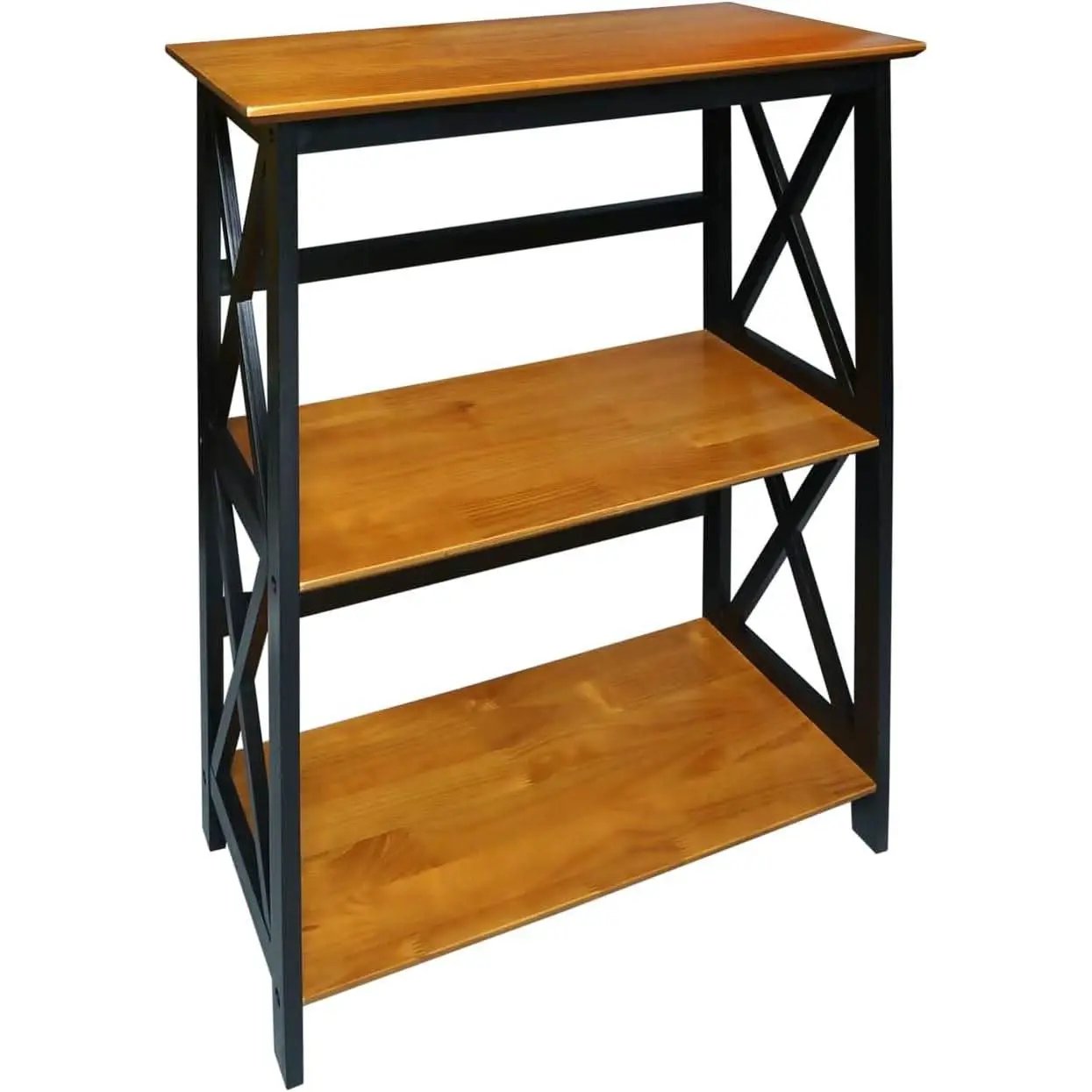 Shelf Bookcase Antique Walnut Black Three Shelf X Design from PriceLows™