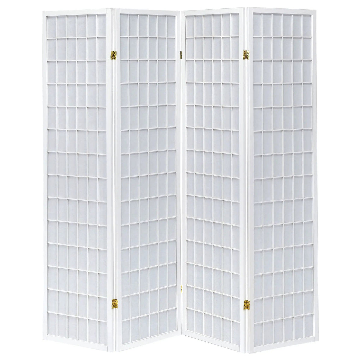 Roberto 4-Panel Room Divider Folding Shoji Screen | 69.5 x 0.75 x 70.25 in | Rubberwood & Fabric | White