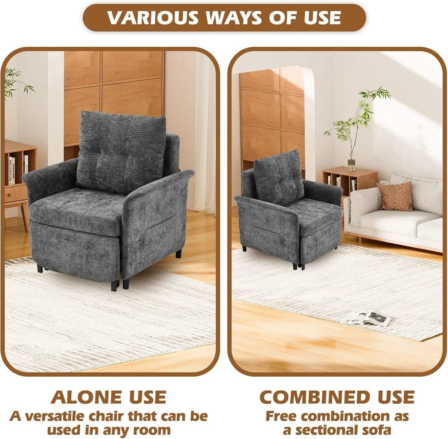 Convertible Sleeper Chair 79-Inch With Adjustable Backrest from PriceLows™