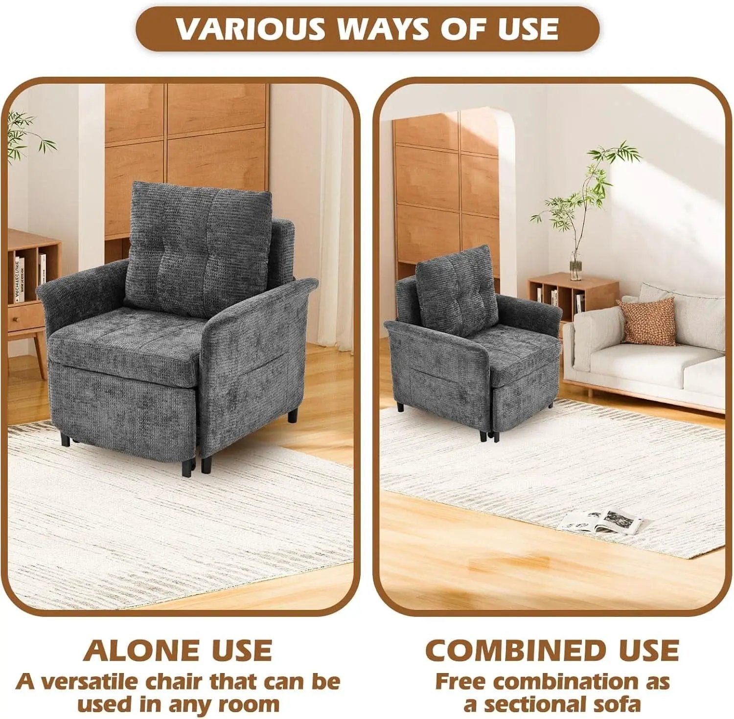 Convertible Sleeper Chair 79-Inch With Adjustable Backrest from PriceLows™