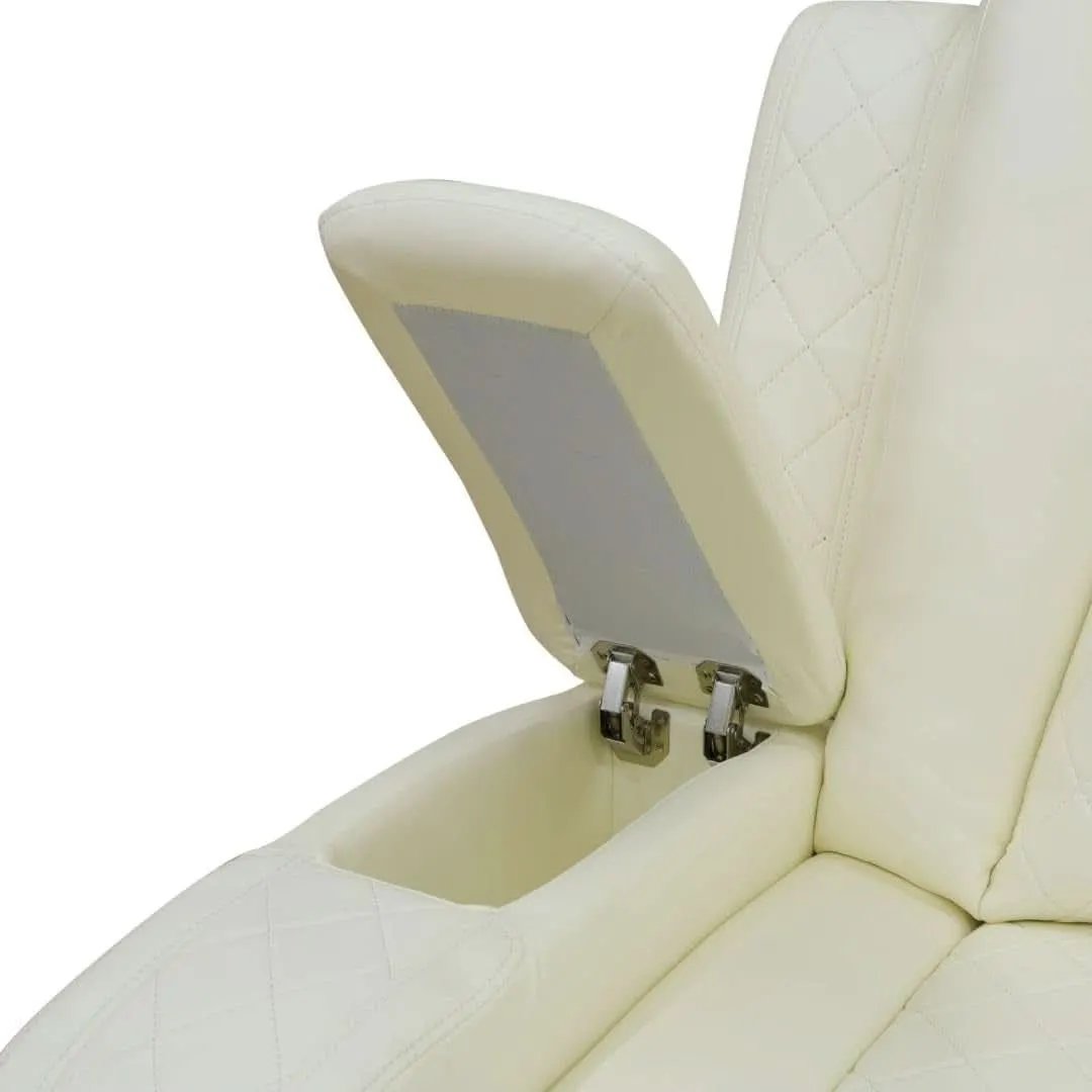 White Power Recliner Sofa With LED Lighting USB Charging from PriceLows™