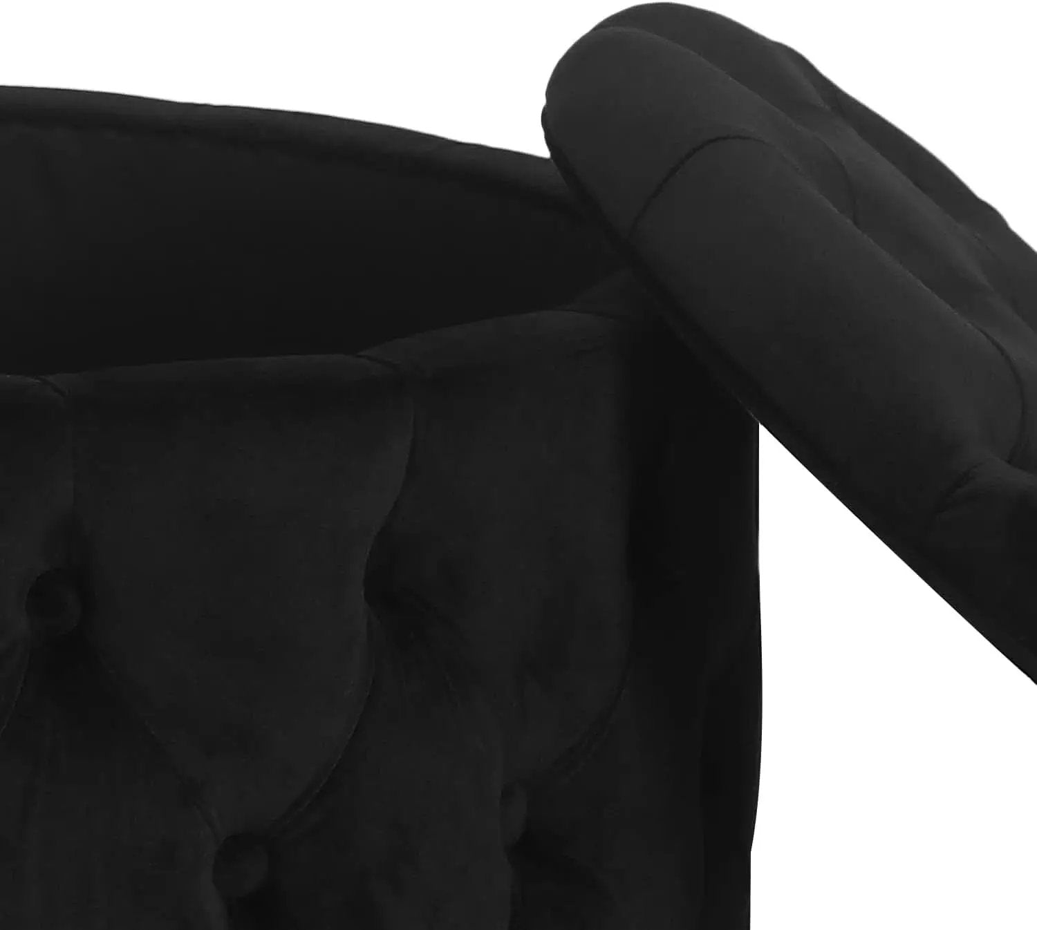 Twenty EightInch Velvety Round Storage Ottoman Black Tufted from PriceLows™