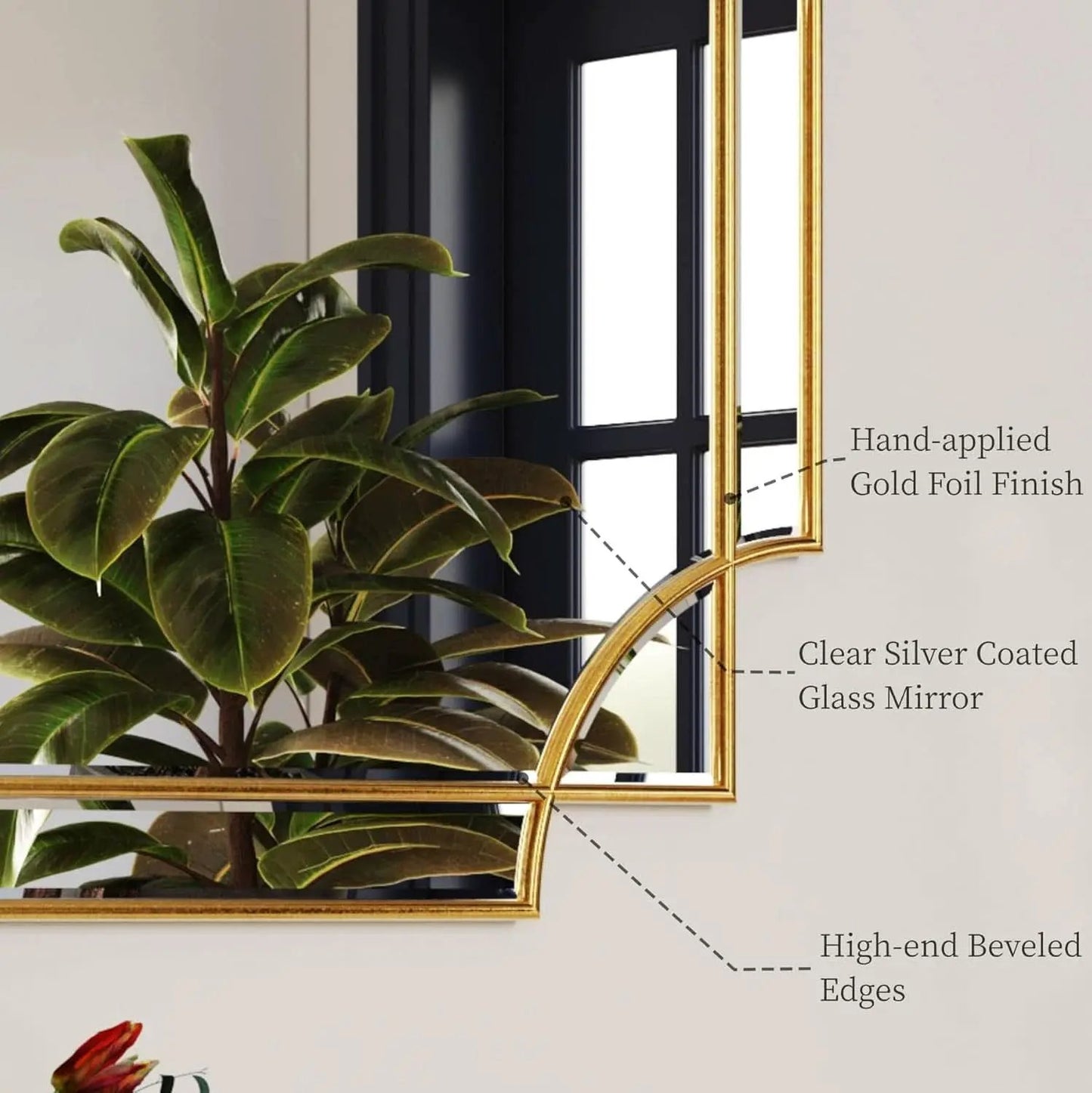32x48 Inch Gold Wall Mirror Beveled Full Length Mirror from PriceLows™