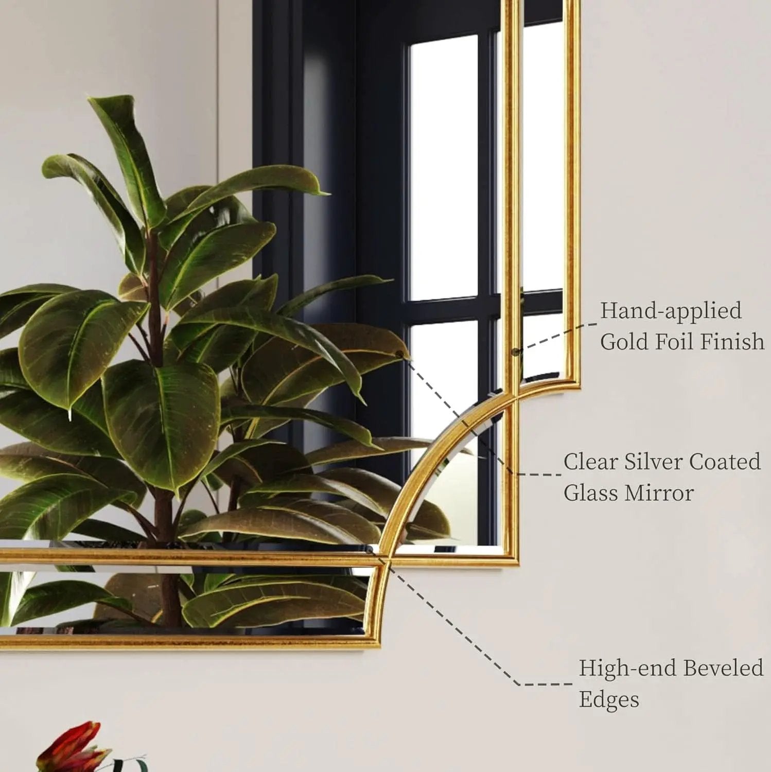 32x48 Inch Gold Wall Mirror Beveled Full Length Mirror from PriceLows™