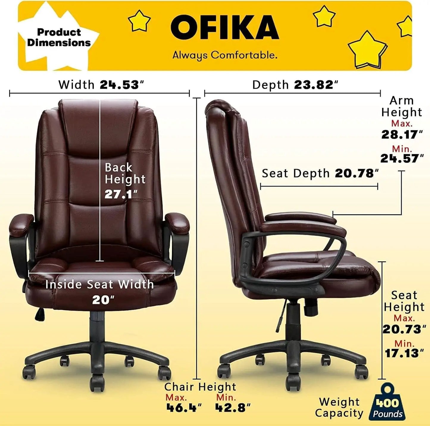 Ergonomic Big and Tall Office Chair Up to 400 Lbs Capacity With High Back from PriceLows™