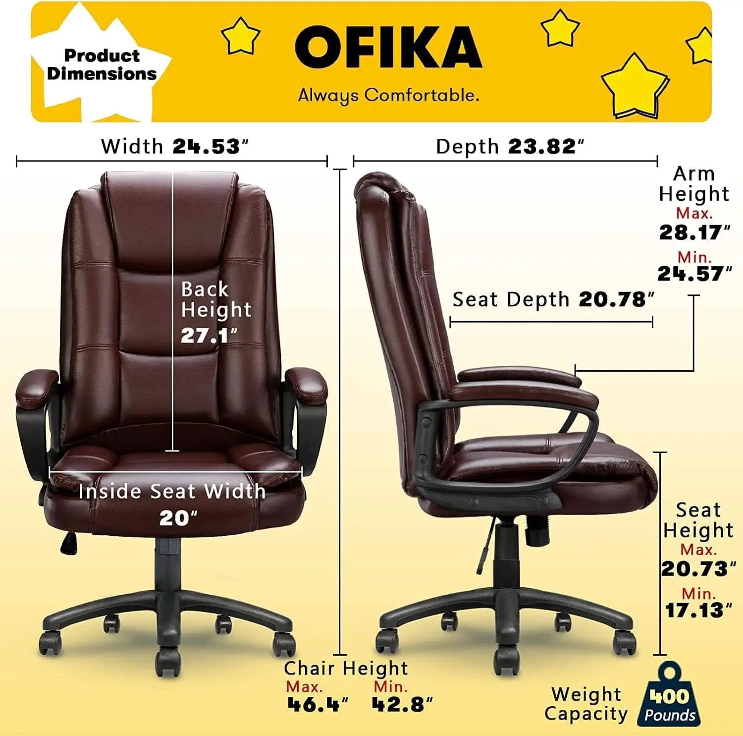 Ergonomic Big and Tall Office Chair Up to 400 Lbs Capacity With High Back from PriceLows™