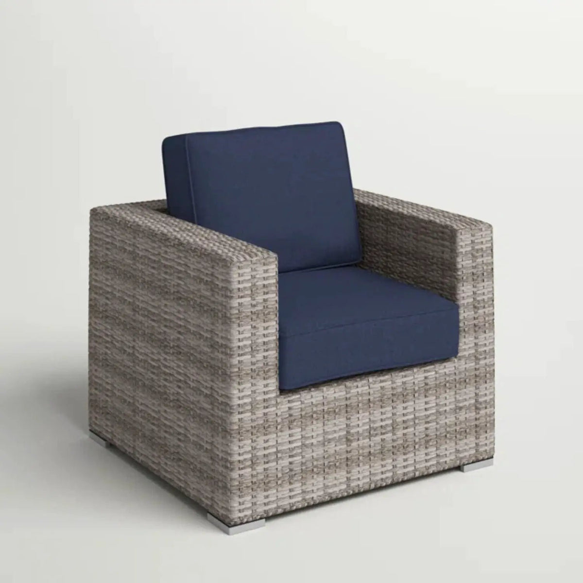 Patio Armchair With Cushions | Four Olefin Cushions | Industrial Accents | Weather-Resistant Build
