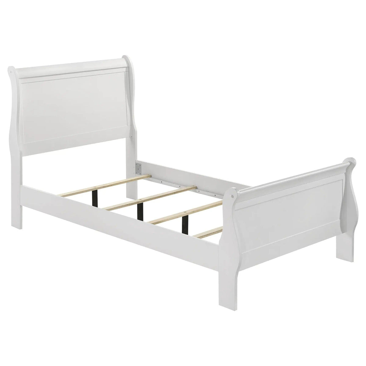 Louis Philippe 47-inch Twin Sleigh Panel Bed | 41.25 x 84.5 x 47.25 in | Bedroom Furniture | White