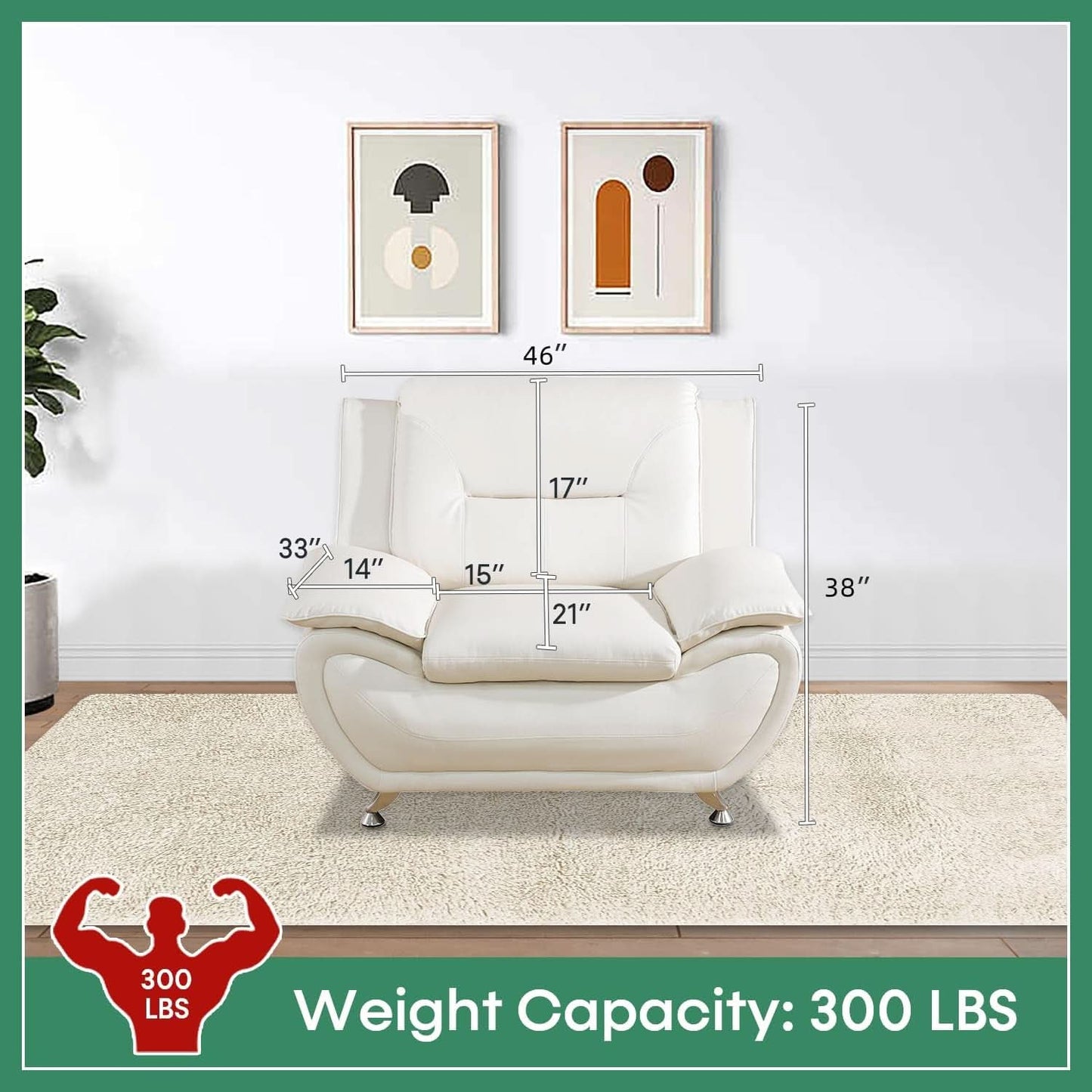 Leather Sofa Set 3 Piece White For Living Room Furniture from PriceLows™