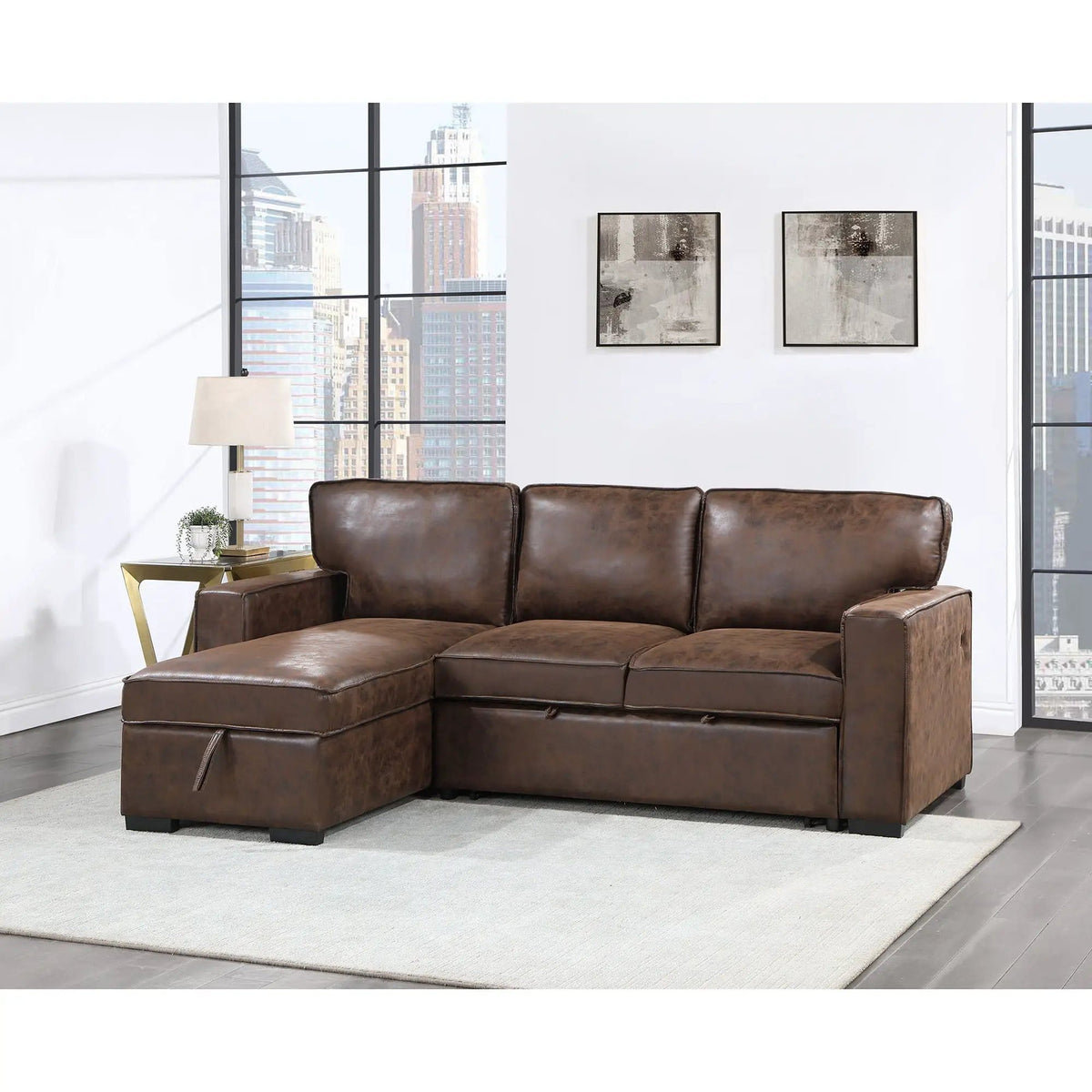 Territory Pull Out Sofa Bed Sleeper Sectional | 3 Pieces | Fabric | Bedroom