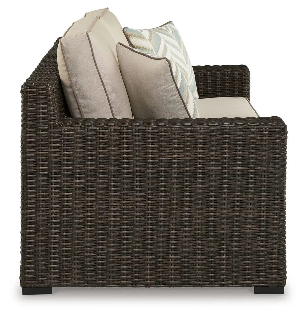 Coastline Bay Loveseat With Cushion | 71 x 36 x 36 in | Polyester & Fabric | Brown