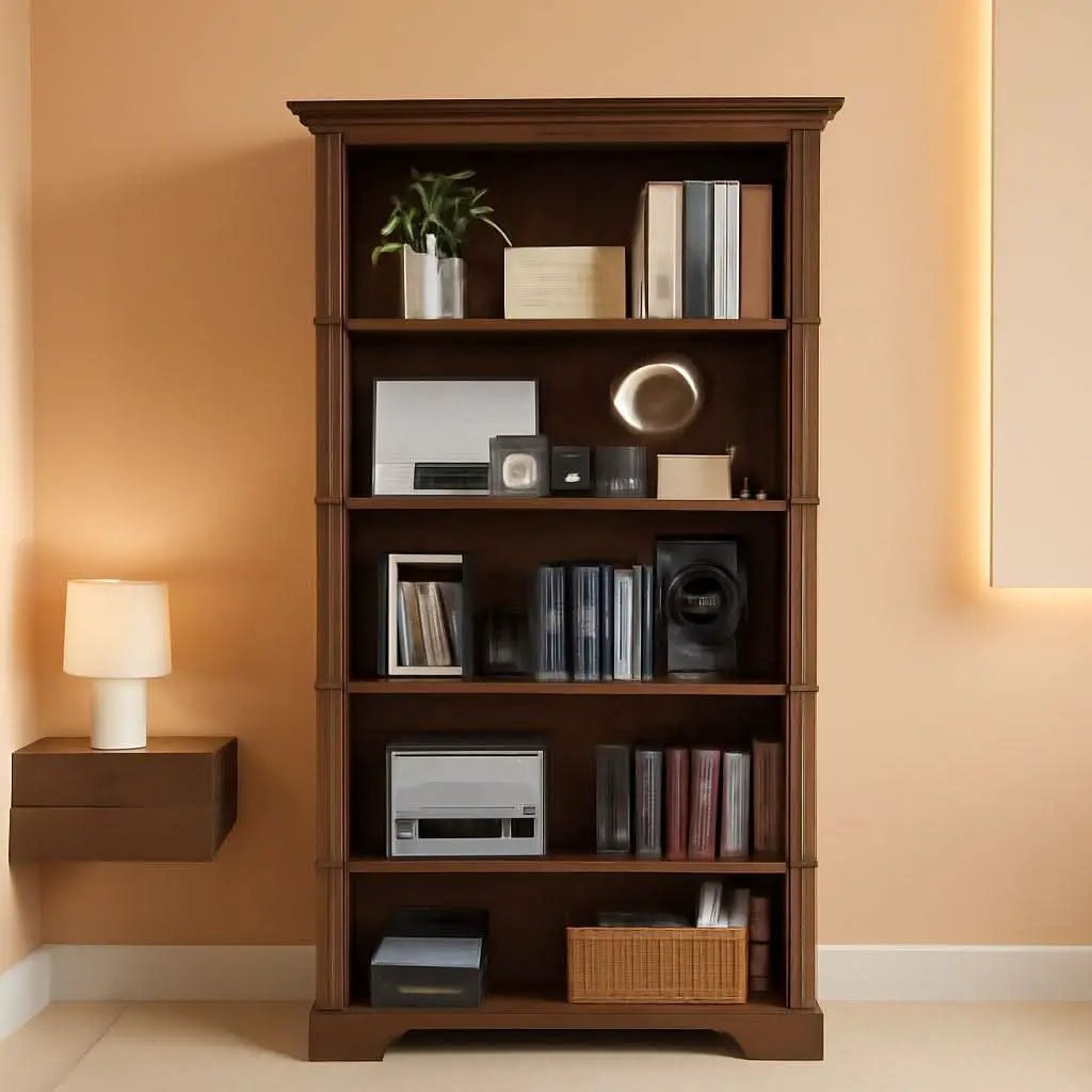 65-Inch Tall Brown Wooden Bookshelf With Five Tiers from PriceLows™