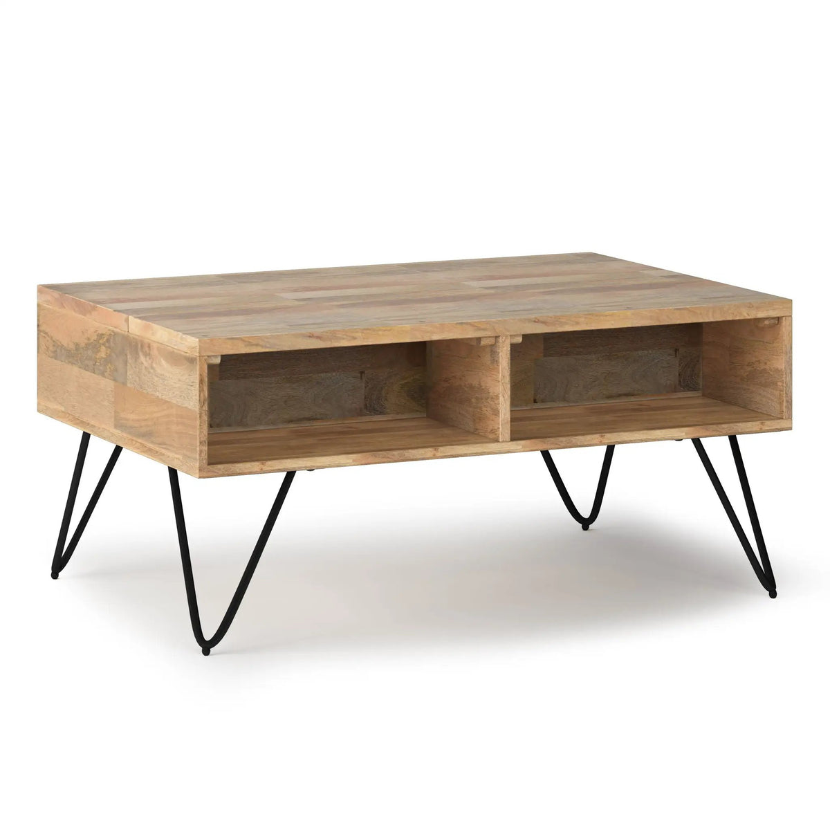 Hunter Lift Top Coffee Table | Handcrafted Solid Mango Hardwood | Split Lift Top | Large Storage Area