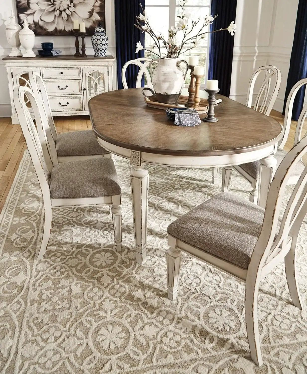 Realyn French Ribbon Back Dining Chairs Chipped White from PriceLows™