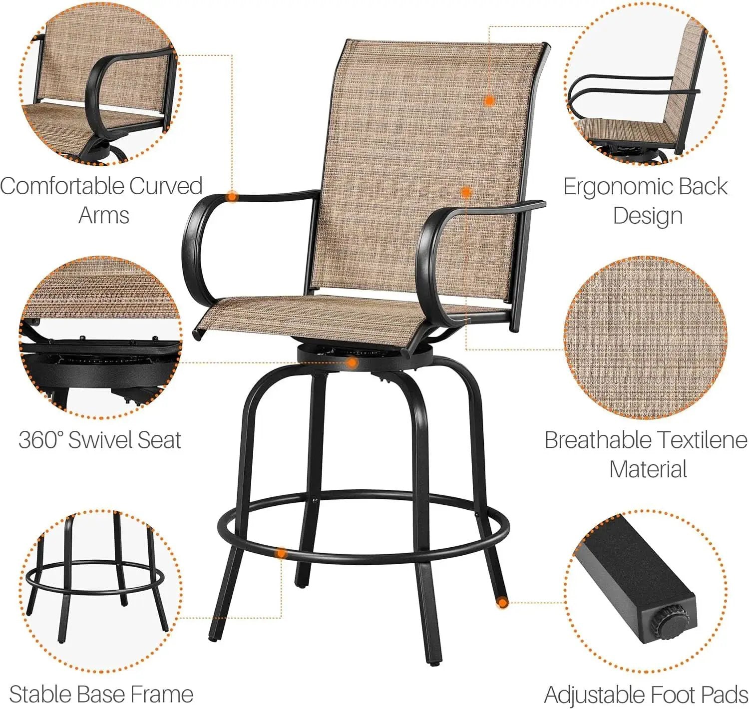 Outdoor Swivel Barstools Set of Four for Comfort from PriceLows™