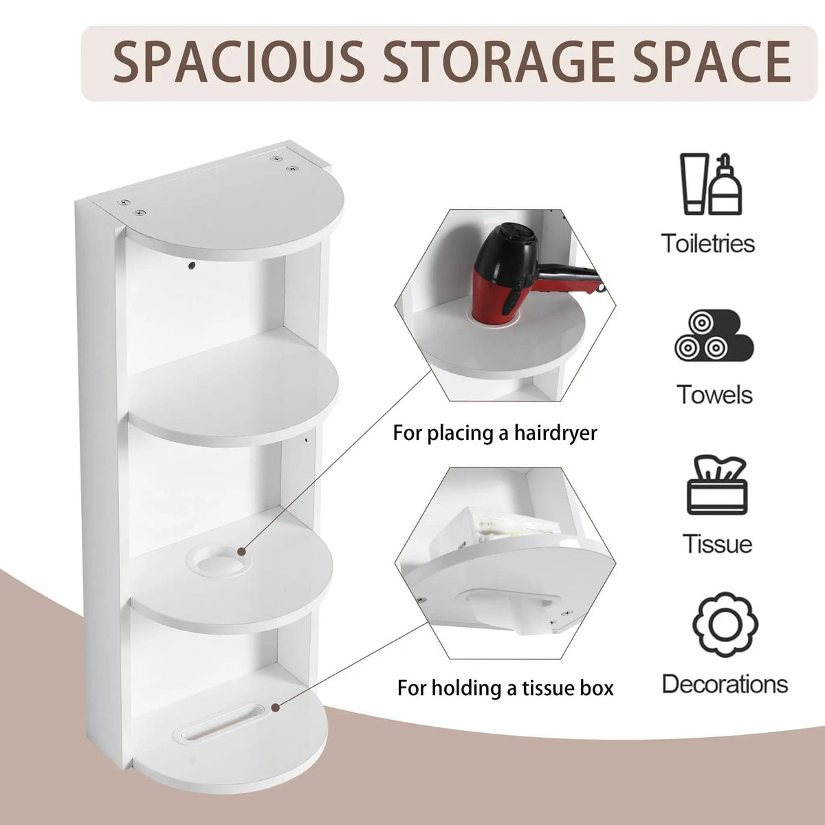 Bathroom Wall Mounted Storage Rack With Float Mounting Design Wall Shelf | 2 Pieces | Plywood | Bathroom