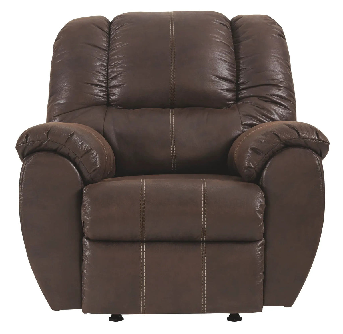 McGann Rocker Recliner | Leather Look Fabric Feel | Jumbo Stitching | Thick Cushioning