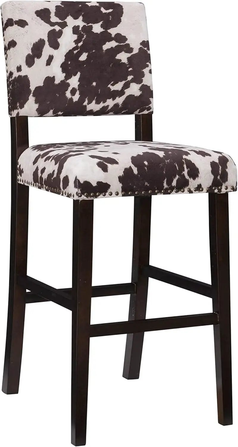 Stylish Cowhide Print Bar Stool with Comfortable Padded Seat from PriceLows™