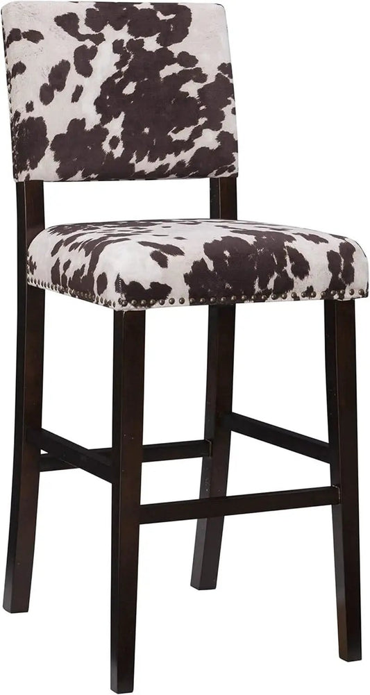 Stylish Cowhide Print Bar Stool with Comfortable Padded Seat from PriceLows™