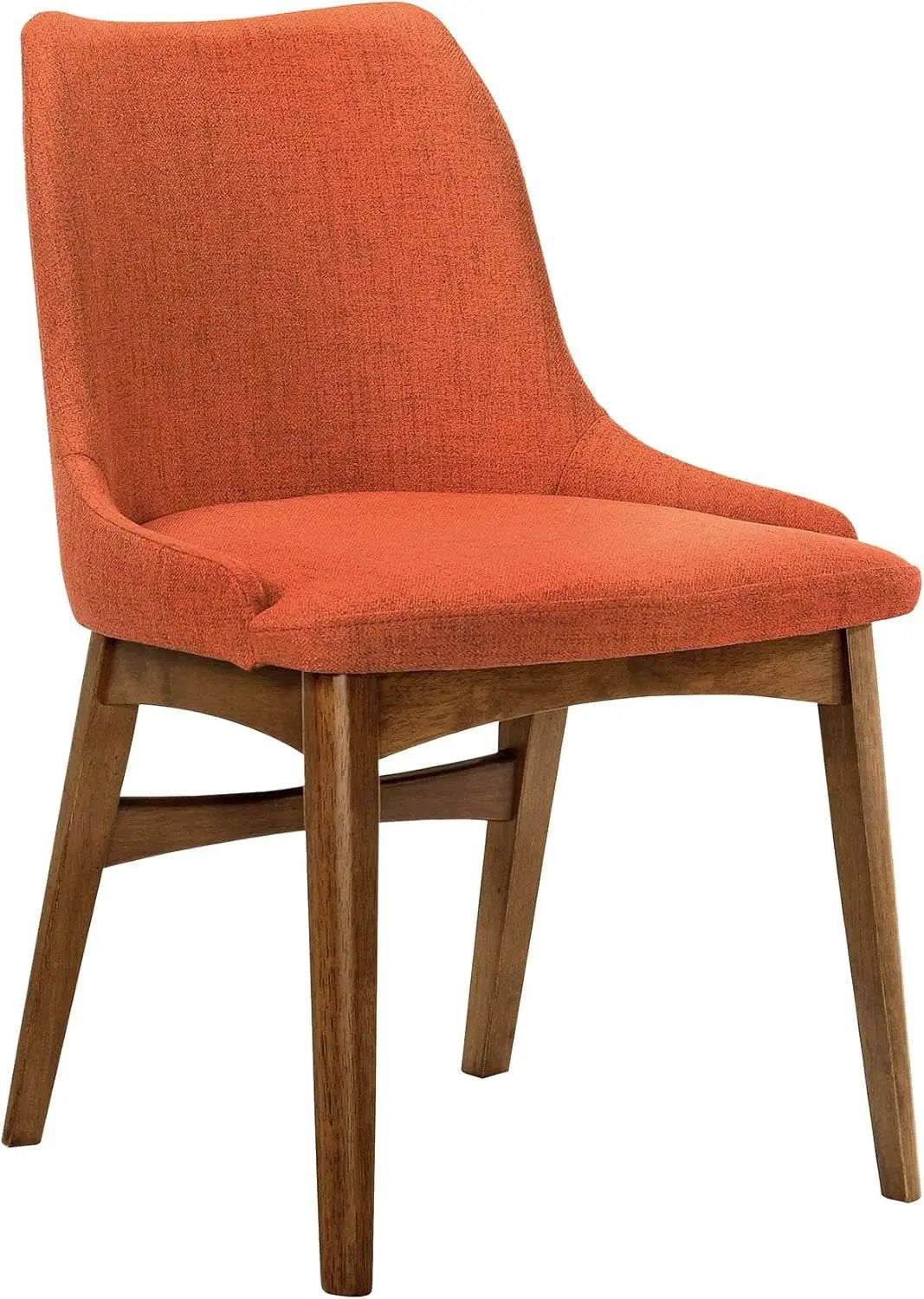 Orange Fabric and Walnut Wood Dining Side Chairs Set of 2 from PriceLows™