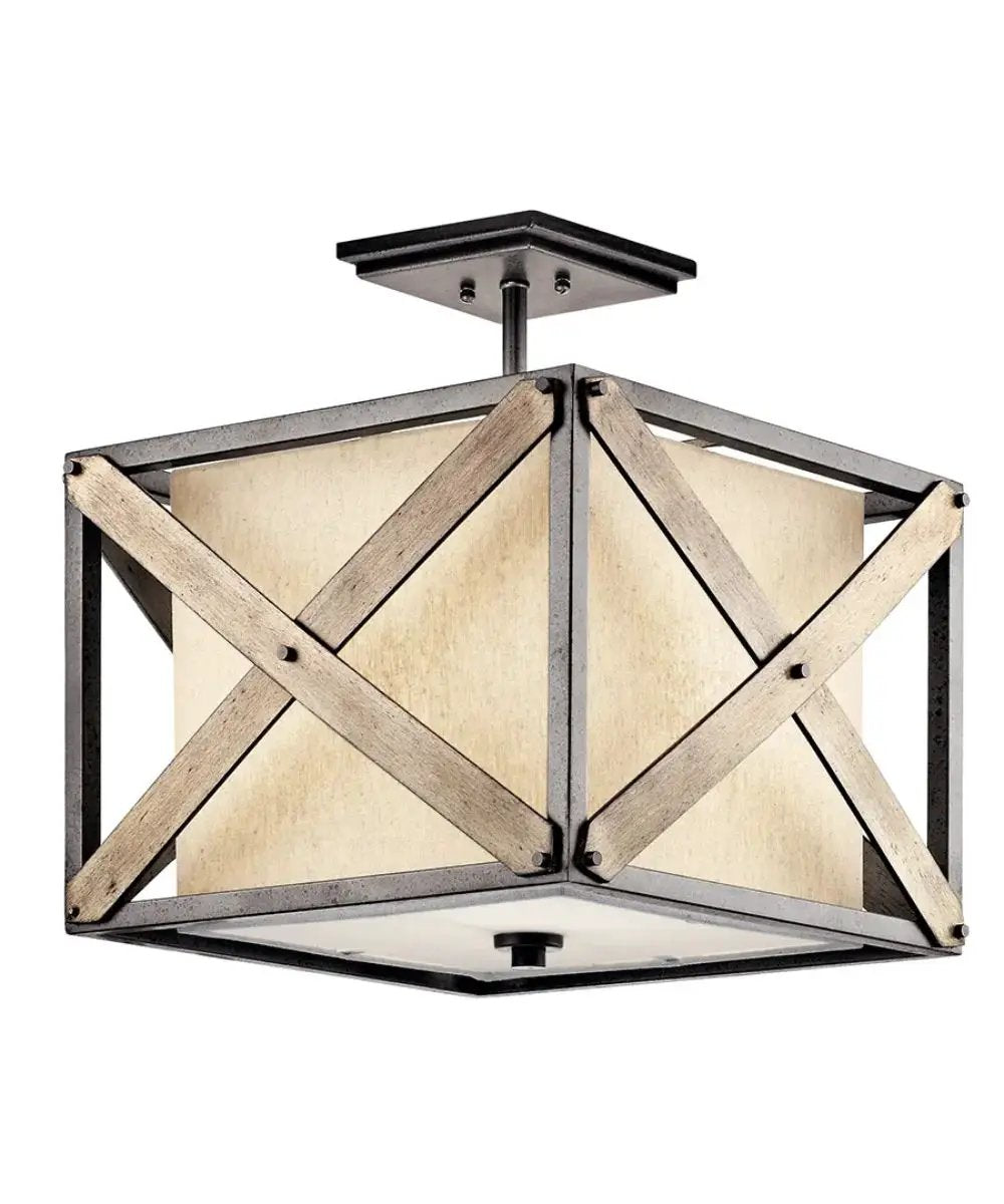 Convertible Ceiling Light | 16 Inch 1 Light | Anvil Iron Finish | Square
