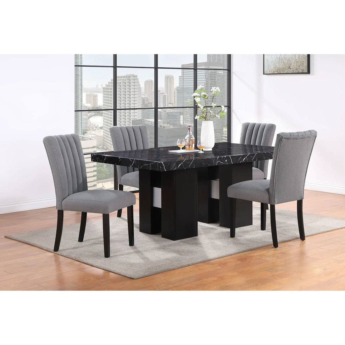 Jhoanna Dining Table | 70 x 42 x 30.25 in | Rubberwood & Mdf | Black