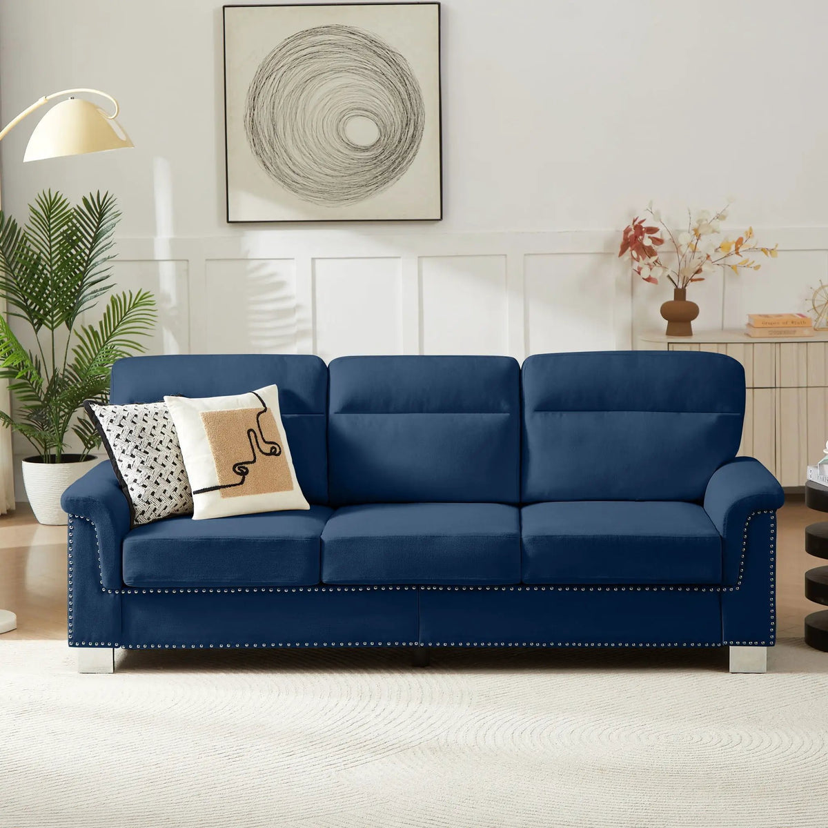 3 Seater Stationary Sofa | High-Density Foam And Spring Pack | 84.2 Inch Length | Solid Structure