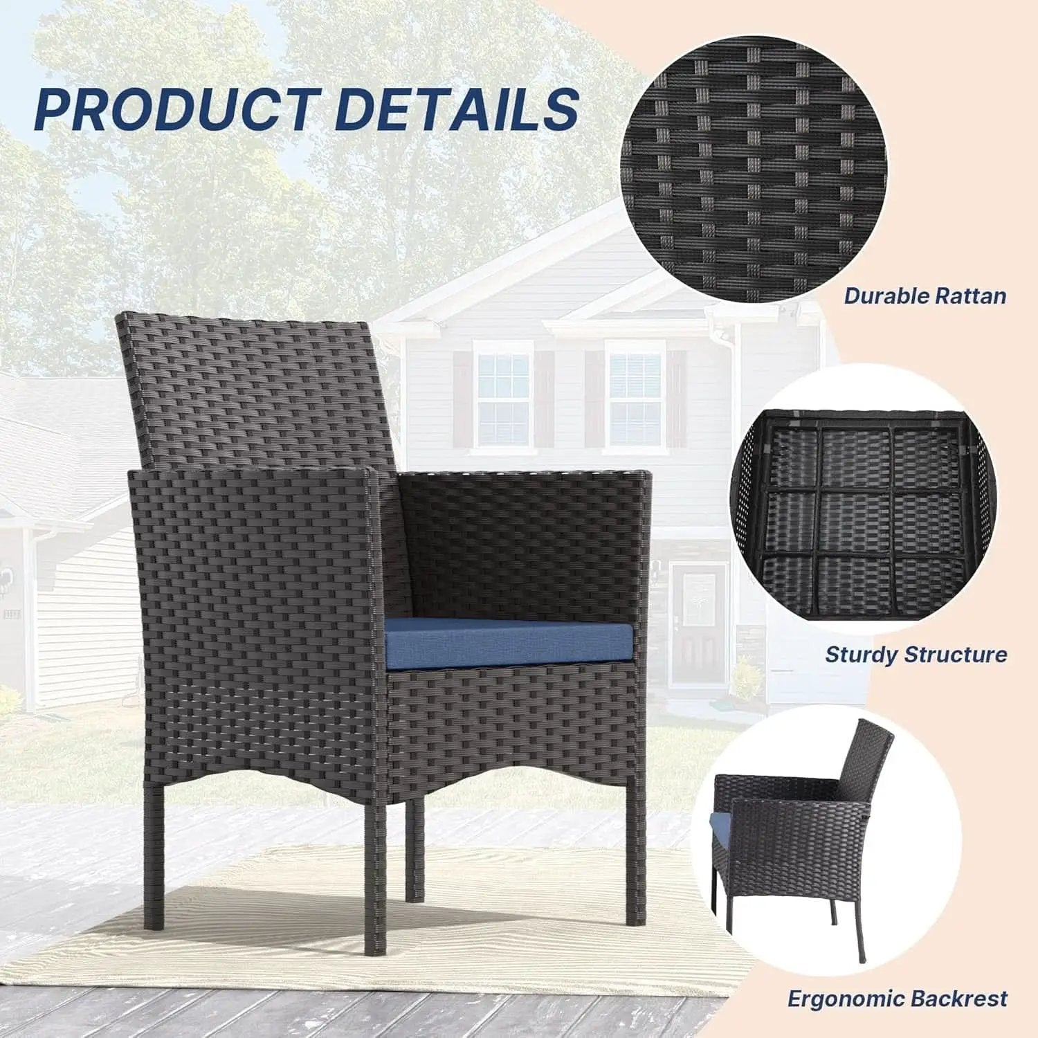 Stylish Four-Piece Outdoor Patio Furniture Set with Cushions from PriceLows™