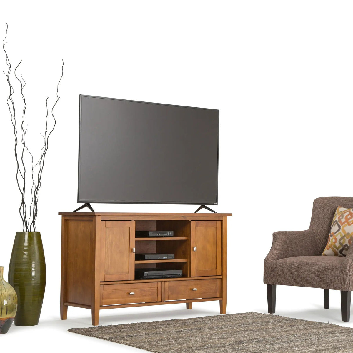 Warm Shaker Transitional TV Media Stand | Handcrafted Solid Wood | Fits TVs Up To 50 Inch | Tall Design
