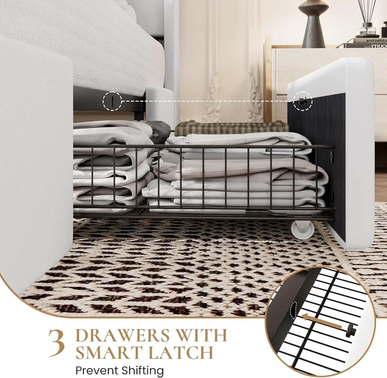 White Velvet Upholstered Bed Frame With USB Type C Ports from PriceLows™