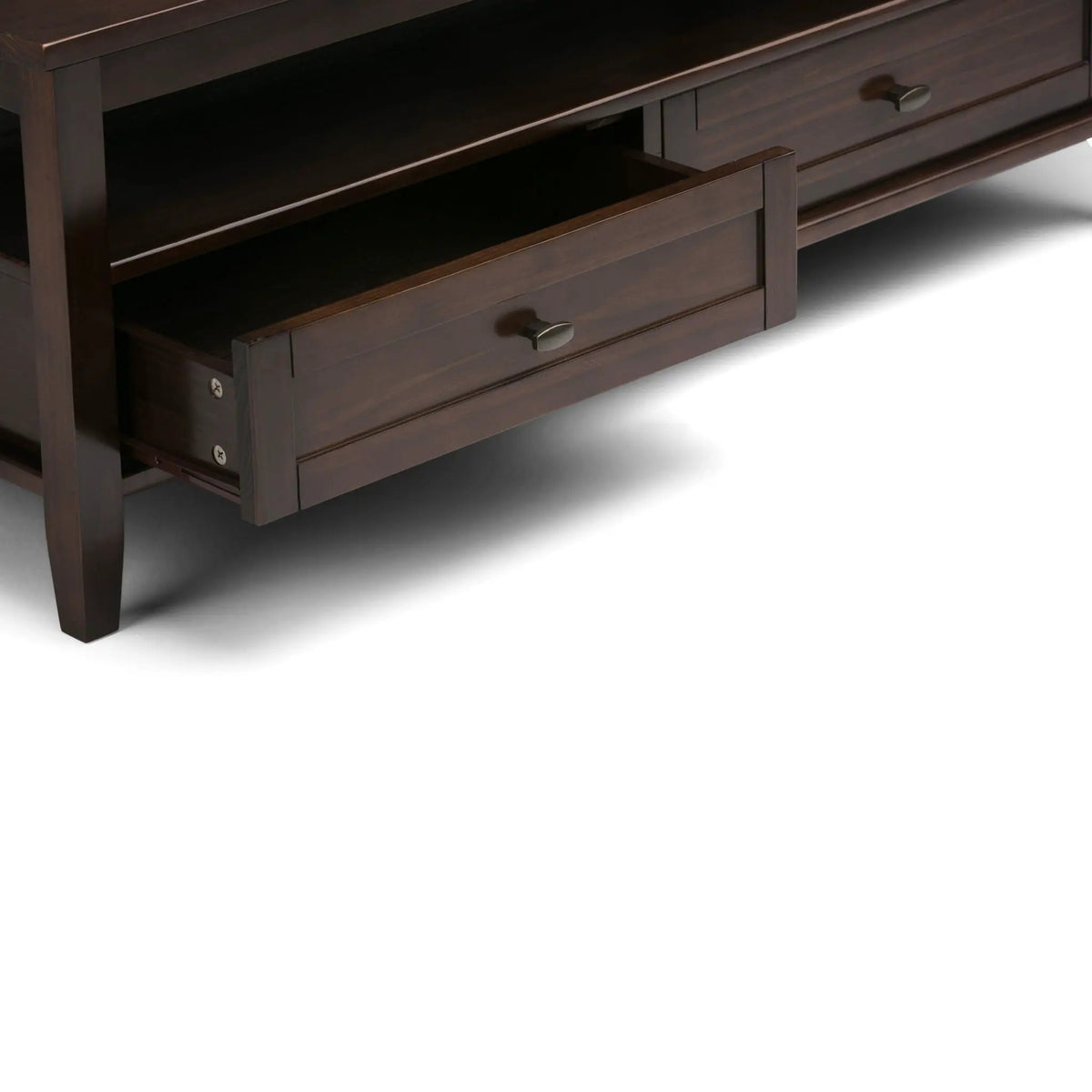 Warm Shaker Solid Wood Table | Bottom Drawer | Open Shelf Storage