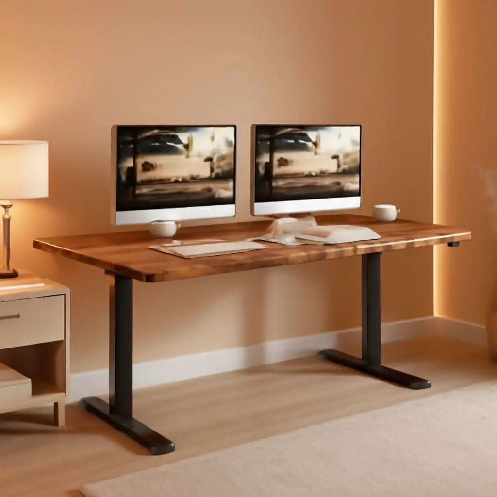 63 Inches Electric Standing Desk Brown Walnut Finish from PriceLows™