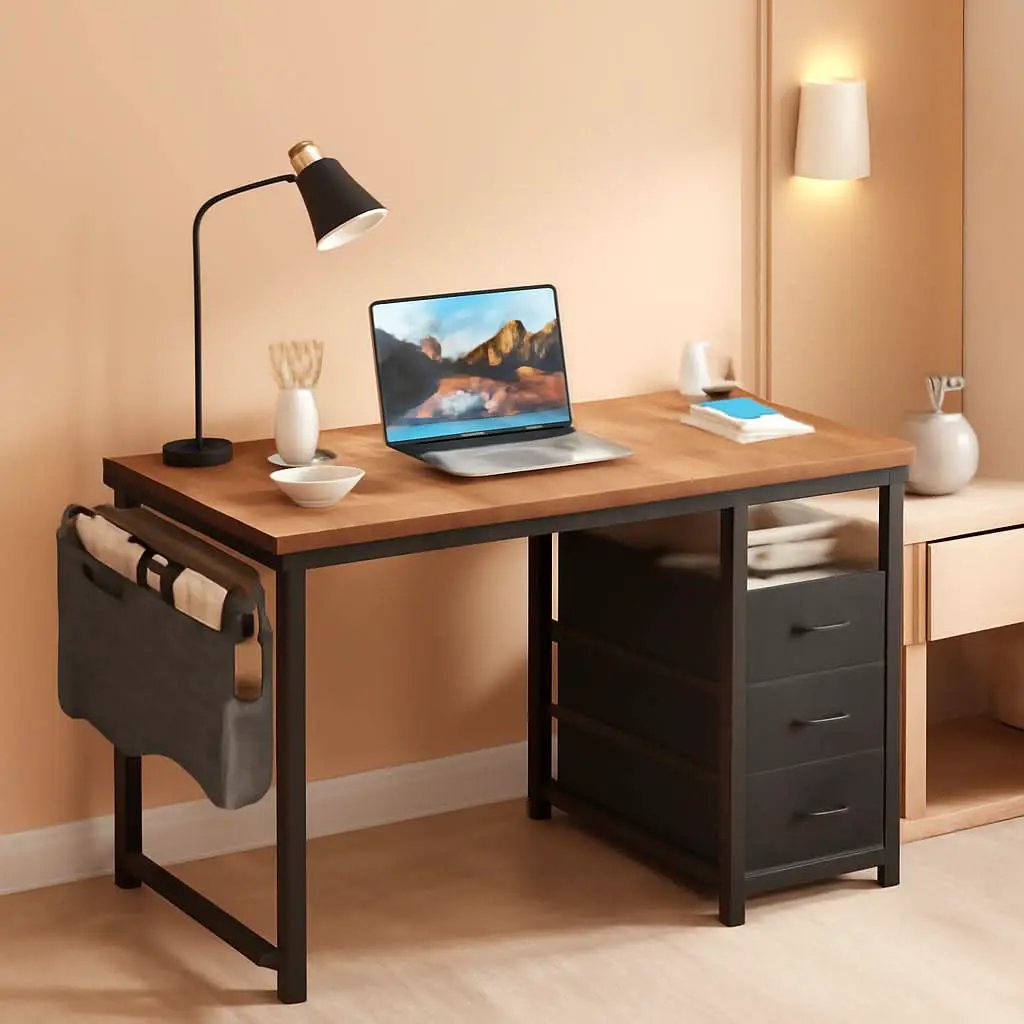 32-Inch Vintage Desk With Drawers And Charging Station from PriceLows™