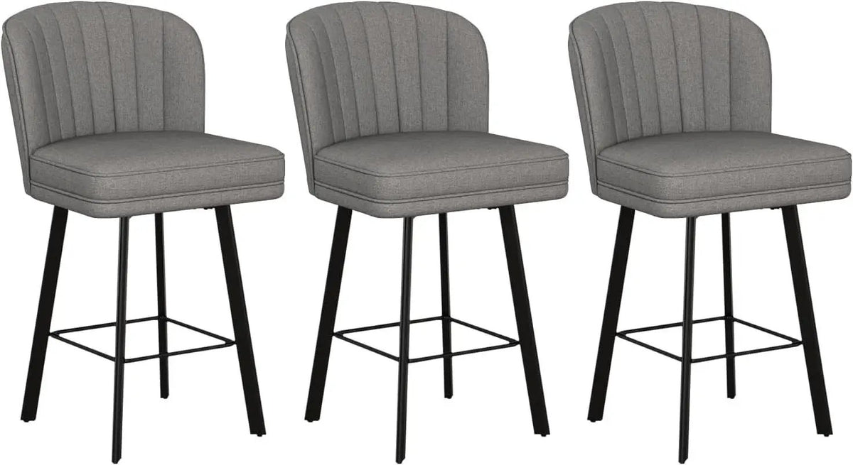 26 Counter Height Bar Stools Set Of 3 Gray Faux Leather from PriceLows™