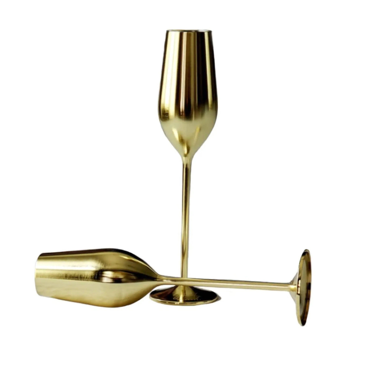 Champagne Flutes | Stainless Steel | Gold Finish | Unbreakable