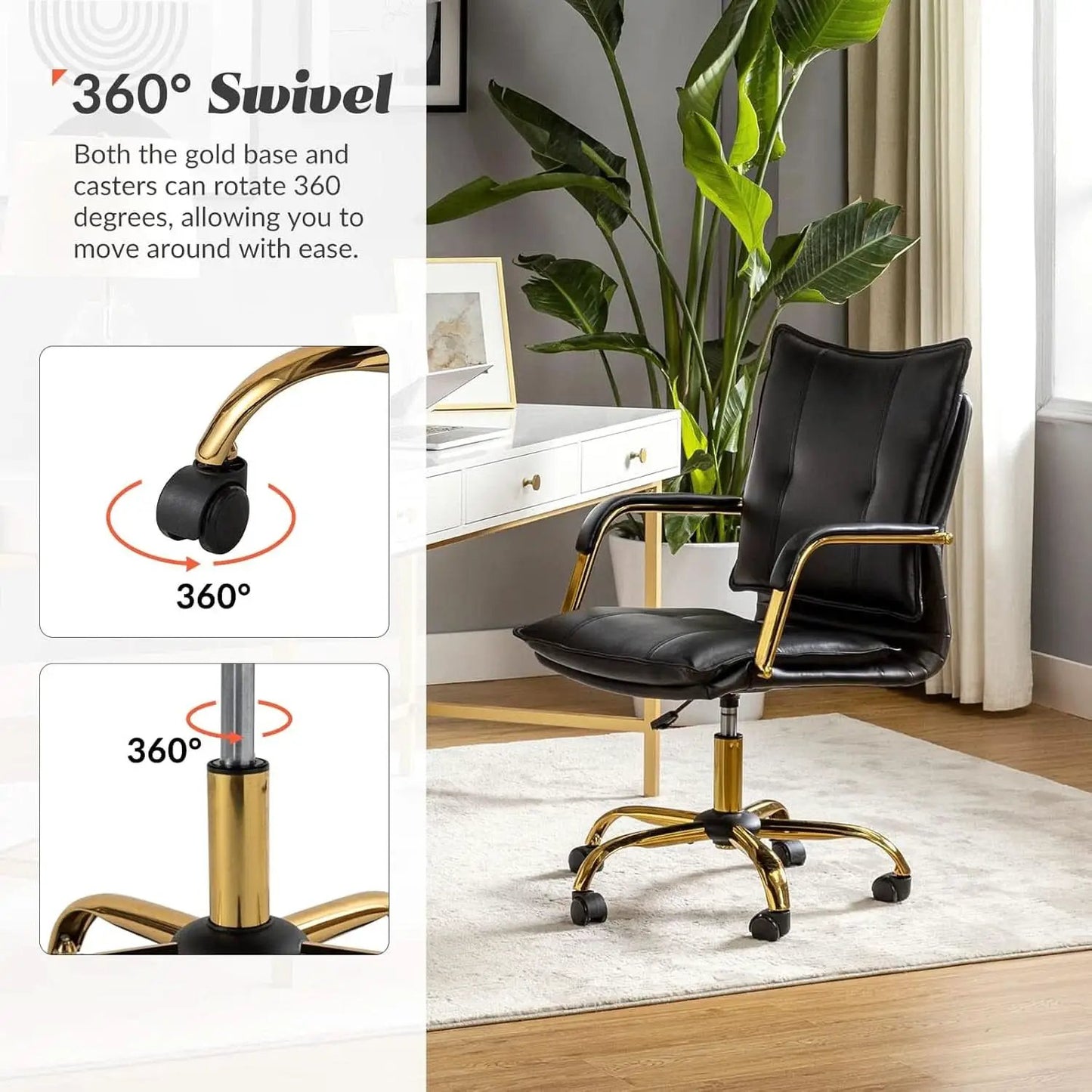 Black Office Desk Chair With Adjustable Height Elegant from PriceLows™